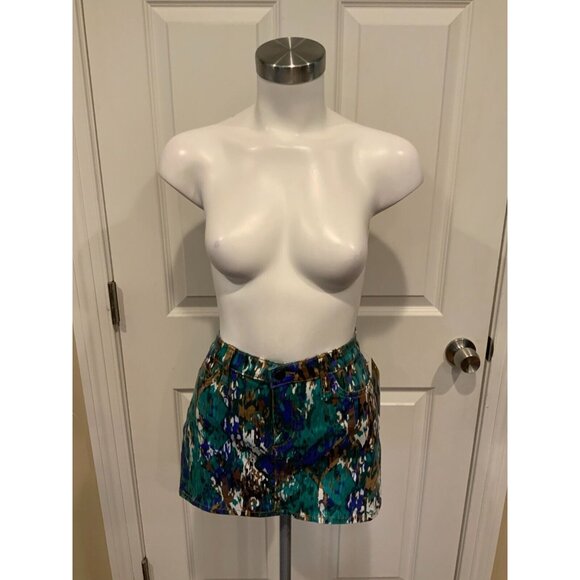 Joe's Jeans "Forest Enchanted " Green Splatter Print Denim Mini Skirt, Size 27 - Picture 2 of 7